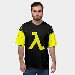 Футболка оверсайз мужская Half life game yellow color, цвет: 3D-принт — фото 2