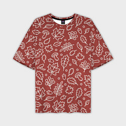 Мужская футболка оверсайз Осень - бордовый 2