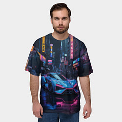 Футболка оверсайз мужская Футуристичный спорткар, цвет: 3D-принт — фото 2
