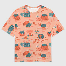 Мужская футболка оверсайз Осенние лягушки