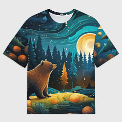Футболка оверсайз мужская Хозяин тайги: медведь в лесу, цвет: 3D-принт