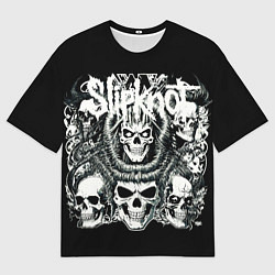 Футболка оверсайз мужская Slipknot и черепушки, цвет: 3D-принт