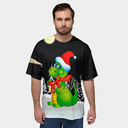 Футболка оверсайз мужская Дракон в новогоднюю ночь, цвет: 3D-принт — фото 2
