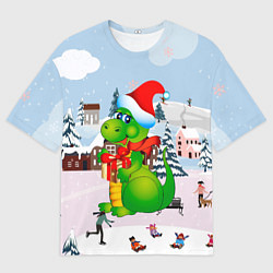 Футболка оверсайз мужская Новогодний дракон, цвет: 3D-принт