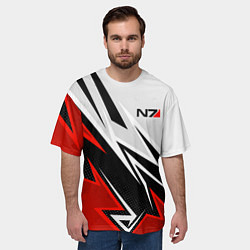 Футболка оверсайз мужская N7 mass effect - white and red, цвет: 3D-принт — фото 2