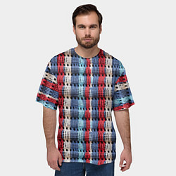 Футболка оверсайз мужская Вязаный узор разноцветные вертикальные полосы, цвет: 3D-принт — фото 2