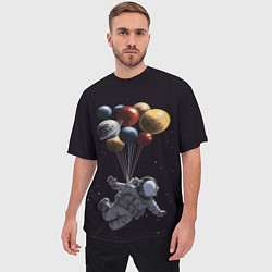 Футболка оверсайз мужская Космонавт с шариками в космосе, цвет: 3D-принт — фото 2