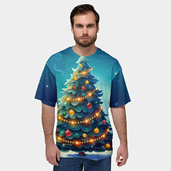 Футболка оверсайз мужская Новогодняя елка, цвет: 3D-принт — фото 2