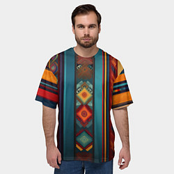 Футболка оверсайз мужская Этнический орнамент в вертикальную полоску, цвет: 3D-принт — фото 2