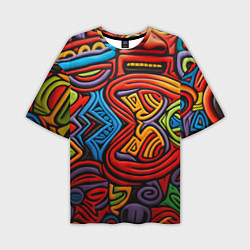 Мужская футболка оверсайз Разноцветный узор в стиле абстракционизм