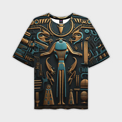 Футболка оверсайз мужская Орнамент в стиле египетской иероглифики, цвет: 3D-принт