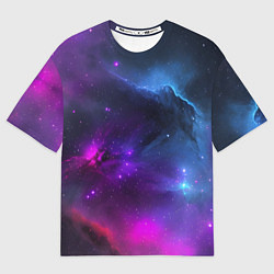 Мужская футболка оверсайз Бескрайний космос фиолетовый
