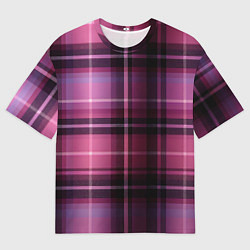 Мужская футболка оверсайз Фиолетовая шотландская клетка