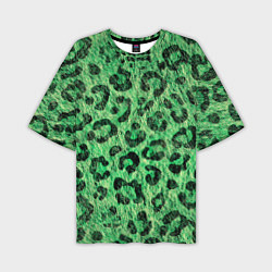 Мужская футболка оверсайз Зелёный леопард паттерн