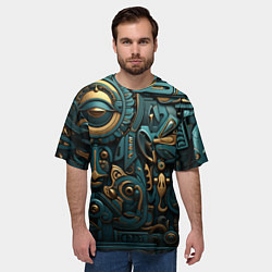 Футболка оверсайз мужская Асимметричный узор в египетском стиле, цвет: 3D-принт — фото 2