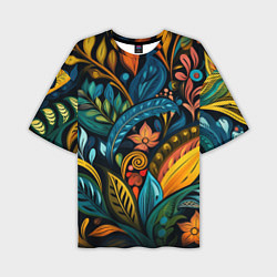 Мужская футболка оверсайз Растительный узор в бразильском стиле