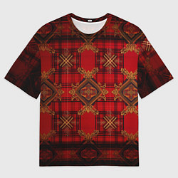 Футболка оверсайз мужская Красная шотландская клетка royal stewart, цвет: 3D-принт