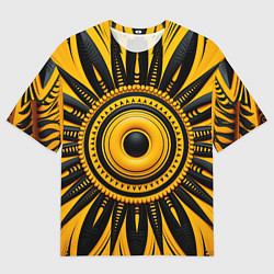 Мужская футболка оверсайз Желто-черный узор в африканском стиле