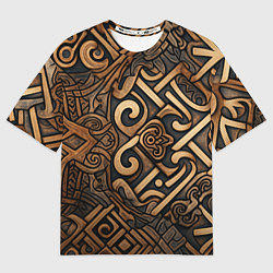 Футболка оверсайз мужская Асимметричный узор в викингском стиле, цвет: 3D-принт