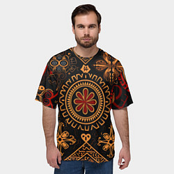Футболка оверсайз мужская Орнамент в славянском стиле на тёмном фоне, цвет: 3D-принт — фото 2