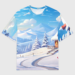 Футболка оверсайз мужская Снежный новогодний денек, цвет: 3D-принт