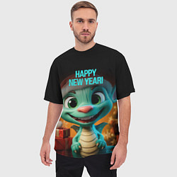 Футболка оверсайз мужская Happy new year green dragon, цвет: 3D-принт — фото 2