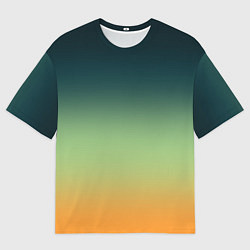 Футболка оверсайз мужская Темно-зеленый и желтый градиент, цвет: 3D-принт
