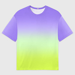 Мужская футболка оверсайз Фиолетовый мятный и желто-зеленый градиент