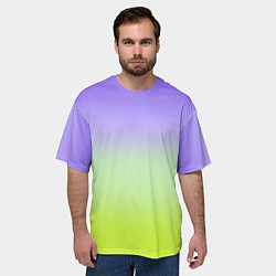 Футболка оверсайз мужская Фиолетовый мятный и желто-зеленый градиент, цвет: 3D-принт — фото 2