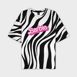 Футболка оверсайз мужская Ретро Барби - паттерн полосок зебры, цвет: 3D-принт