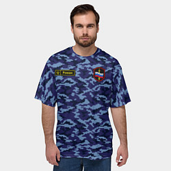 Футболка оверсайз мужская Камуфляж синий - Роман, цвет: 3D-принт — фото 2