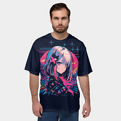 Футболка оверсайз мужская Розовый цветок на восходе, цвет: 3D-принт — фото 2