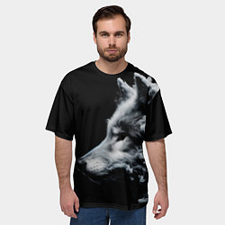 Футболка оверсайз мужская Дымный волк, цвет: 3D-принт — фото 2