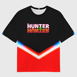 Футболка оверсайз мужская Охотник х Охотник неоновые иероглифы, цвет: 3D-принт