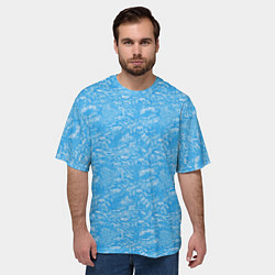 Футболка оверсайз мужская Зимний снежный паттерн, цвет: 3D-принт — фото 2