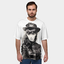 Футболка оверсайз мужская Ретро брюнетка с камерой, цвет: 3D-принт — фото 2
