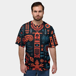 Футболка оверсайз мужская Абстрактный паттерн в славянской стилистике, цвет: 3D-принт — фото 2