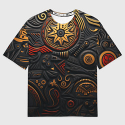 Мужская футболка оверсайз Абстрактный узор в славянской стилистике