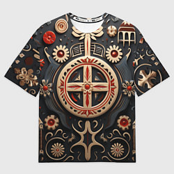 Футболка оверсайз мужская Орнамент в славянской стилистике, цвет: 3D-принт