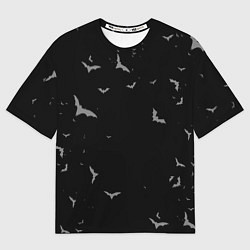 Мужская футболка оверсайз Летучие мыши на черном небе