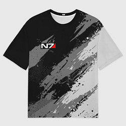Футболка оверсайз мужская N7 - mass effect monochrome, цвет: 3D-принт