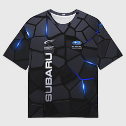 Мужская футболка оверсайз Subaru - плиты с эффектом свечения
