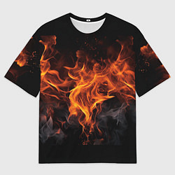 Мужская футболка оверсайз Огонь и дым