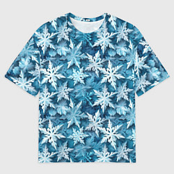 Мужская футболка оверсайз New Years pattern with snowflakes