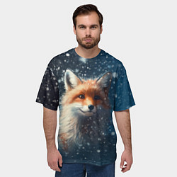 Футболка оверсайз мужская Fox in the snow, цвет: 3D-принт — фото 2