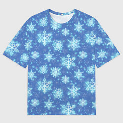 Футболка оверсайз мужская Pattern with bright snowflakes, цвет: 3D-принт