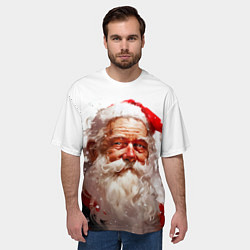 Футболка оверсайз мужская Добрый Санта - мазки краски, цвет: 3D-принт — фото 2