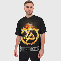 Футболка оверсайз мужская Linkin Park - fire logo, цвет: 3D-принт — фото 2