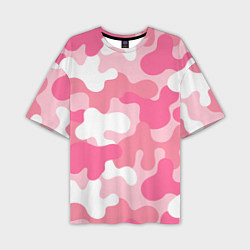 Мужская футболка оверсайз Камуфляж розовый