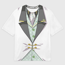 Футболка оверсайз мужская Белый мультяшный фрак с шейным платком, цвет: 3D-принт